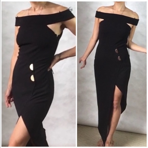 STYLESTALKER OFF SHOULDER ASYMMETRIC MIDI DRESS h688,690 - Picture 1 of 8